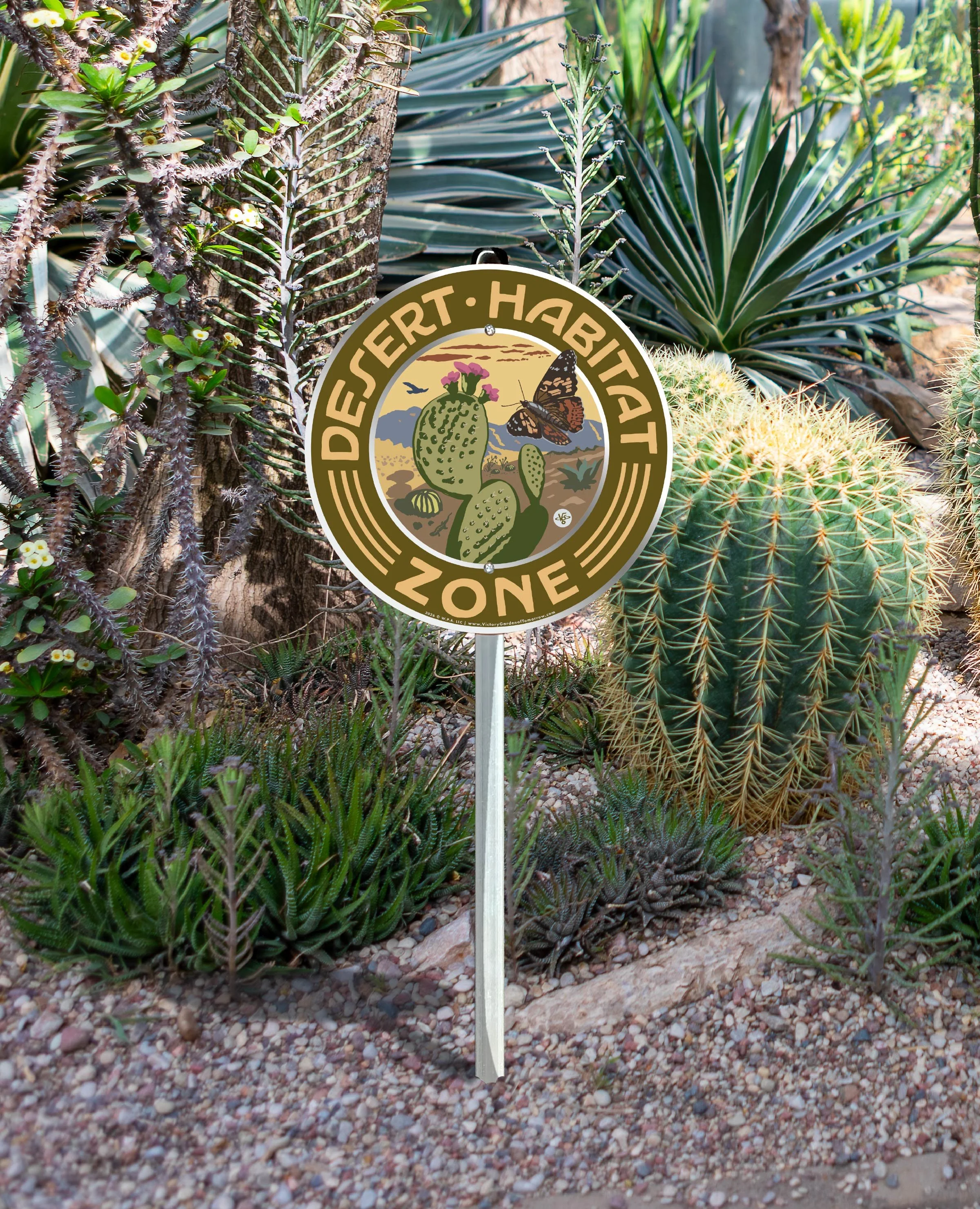 Desert Habitat Zone, Butterfly and Cactus - Yard and Garden Sign